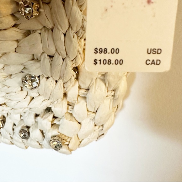 Anthropologie Embellished Straw Crossbody Bag - Picture 6 of 9